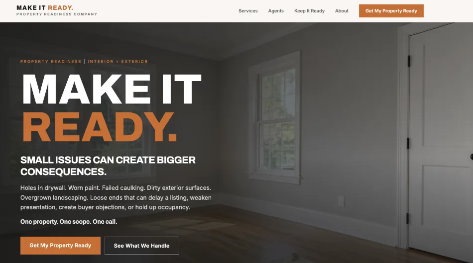 The Make It Ready website homepage.